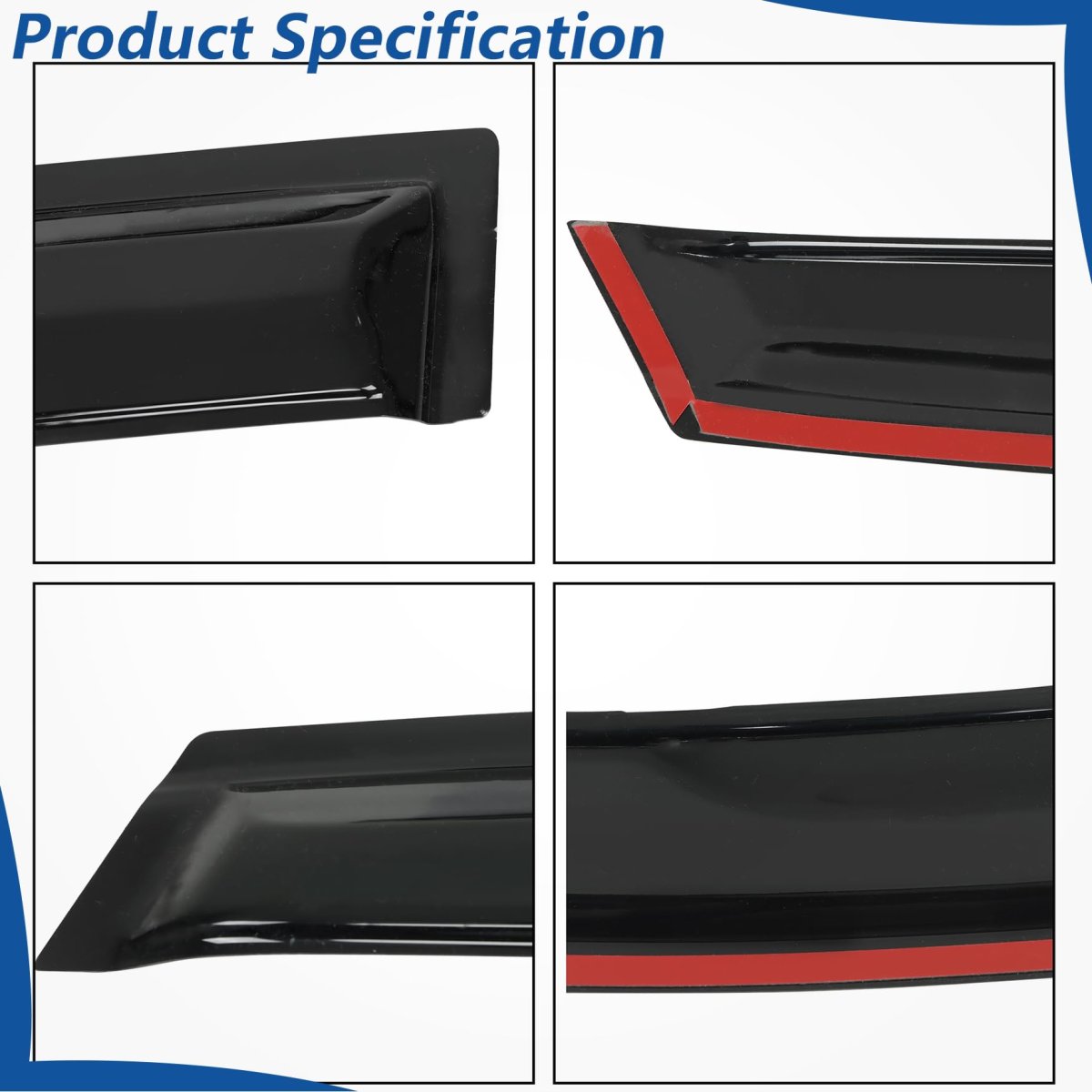 Window Visors Shade Sun Rain Wind Guards 4 Pieces Glossy Black Acrylic Replacement For Honda Cr-v 2007 2008 2009 2010 2011