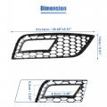 X Autohaux Pair Front Fog Light Mesh Grille Honeycomb Type Grill Cover For Audi A4 B8 5 13-16 8k0807681k 8k0807682k Black