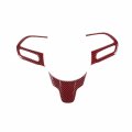 Linskip Steering Wheel Trim For Chrysler 200 300 Pacifica Hybrid 2015-2023 Cover Interior Accessories Red Carbon Fiber Pattern 