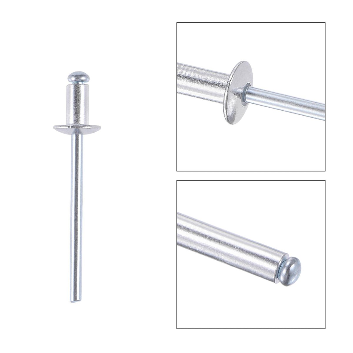Blind Rivets Aluminum Pull Core Decoration 4mm Diameter 8mm Grip Length Silver Tone 120pcs
