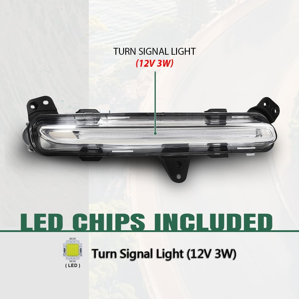 Led Drl Turn Signal Daytime Light Passenger Side Pc Pp Black