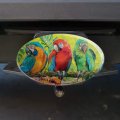 Colorful Tropical Rainforest Parrots Oval Tow Trailer Hitch Cover Plug Insert