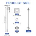 2pcs M8x240mm 304 Stainless Steel Double End Threaded Stud Screw Bolt With Nuts Square Flat Washers Spring For House