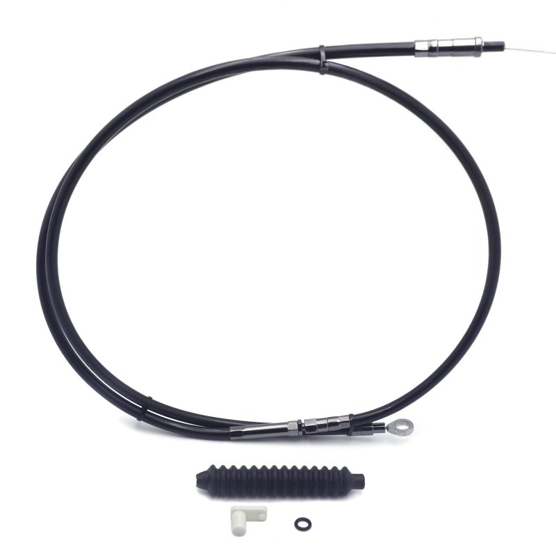 Black Vinyl Coated 10 In Extended Clutch Cable For H-d Sportster Efi Superlow 2004 To 2020 And Big Twin Models 1987 2006