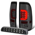 Auto Dynasty Pair Chrome Housing Smoked Lens Red 3d Led Bar Tail Lights Dual Row 3rd Brake Light For Ford Super Duty 