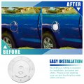 X Autohaux Chrome Plated Fuel Tank Filler Cap Cover Decoration For Toyota Tundra 2007-2019 Stick-on Gas Door Silver Tone