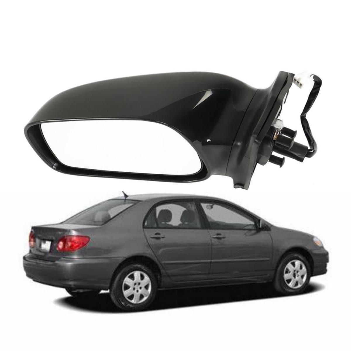 Left Rearview Mirror Power Paintable For Corolla 2003 2004 2005 2006 2007 2008 Replacement To1320178 Black Driver Side Door