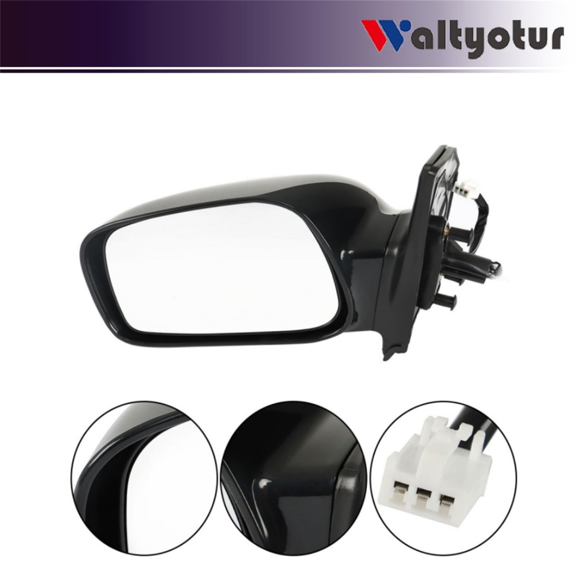 Left Rearview Mirror Power Paintable For Corolla 2003 2004 2005 2006 2007 2008 Replacement To1320178 Black Driver Side Door