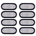 Astra Depot 8pcs 6 Oval Clear Lens Sealed 24-led White Truck Trailer Rv Reverse Backup Tail Light Wiring Plug Kit