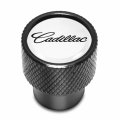 Ipick Image For Cadillac Script Nameplate In White On Black Aluminum Tire Valve Stem Caps