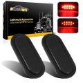 Partsam 2pcs 6 Inch Oval Red Led Trailer Tail Lights 10 Diodes Smoke Lens Stop Brake Turn Grommet And Pigtails Submersible 12v