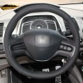 Loncky Black Genuine Leather Custom Fit Oem Car Steering Wheel Cover For Honda Civic 2006 2007 2008 2009 Parts Interior