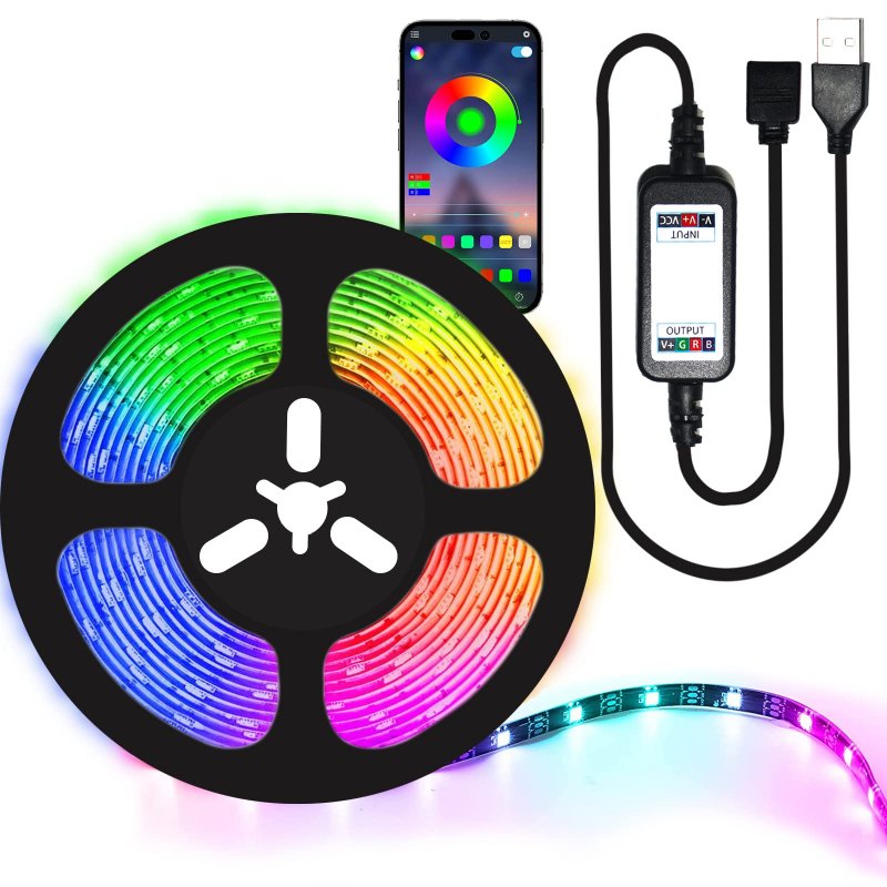 Tv Backlight Led Lights For 45 To 85 In 16 41 Ft Bluetooth App Control Rgb Strip 150 Pcs 5050 Leds Usb Powered Multicolor