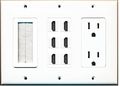 Riteav 3 Gang 15a Power Outlet Mesh-brush 6 Hdmi Wall Plate White 