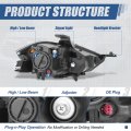 Auto Dynasty Ch2518143 Facotry Style Projector Headlights Assembly Compatible With Dodge Dart 2013-2016 Driver Left Side Chrome