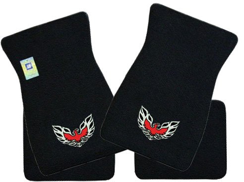 Acc Mats For Pontiac Firebird Black 4 Pc Floor Mat Set With Logo On Fronts 1967 68 69 70 71 72 73