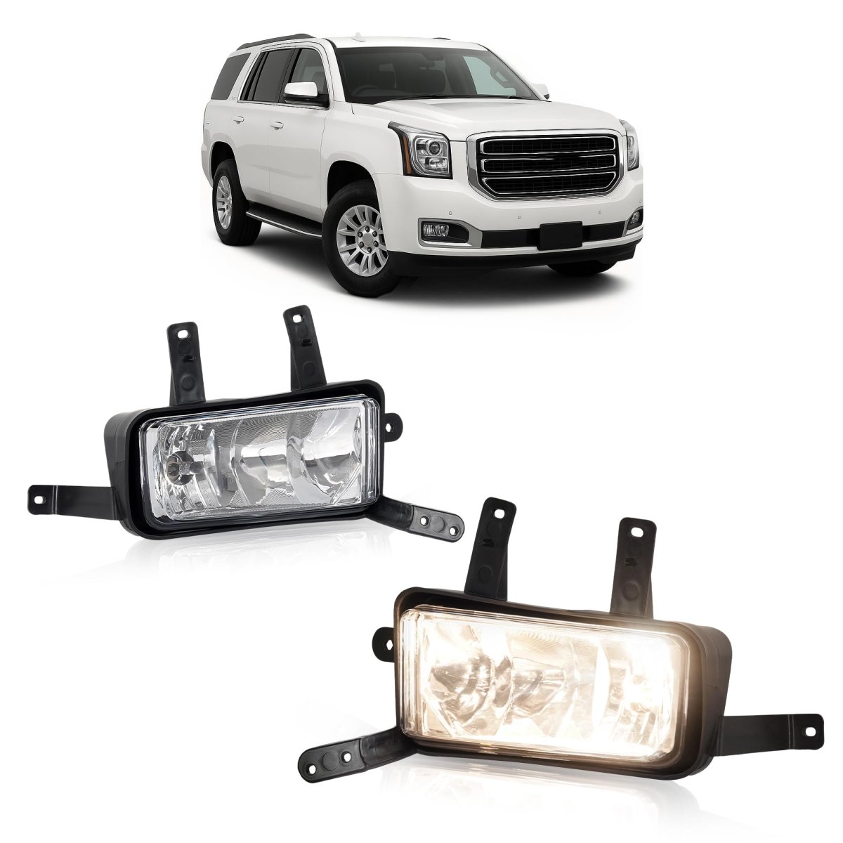 Pair Fog Light And Bracket For 2015 2020 Chevrolet Suburban Tahoe Gmc Yukon Xl Front Bumper Clear Lens Lamp Replacement