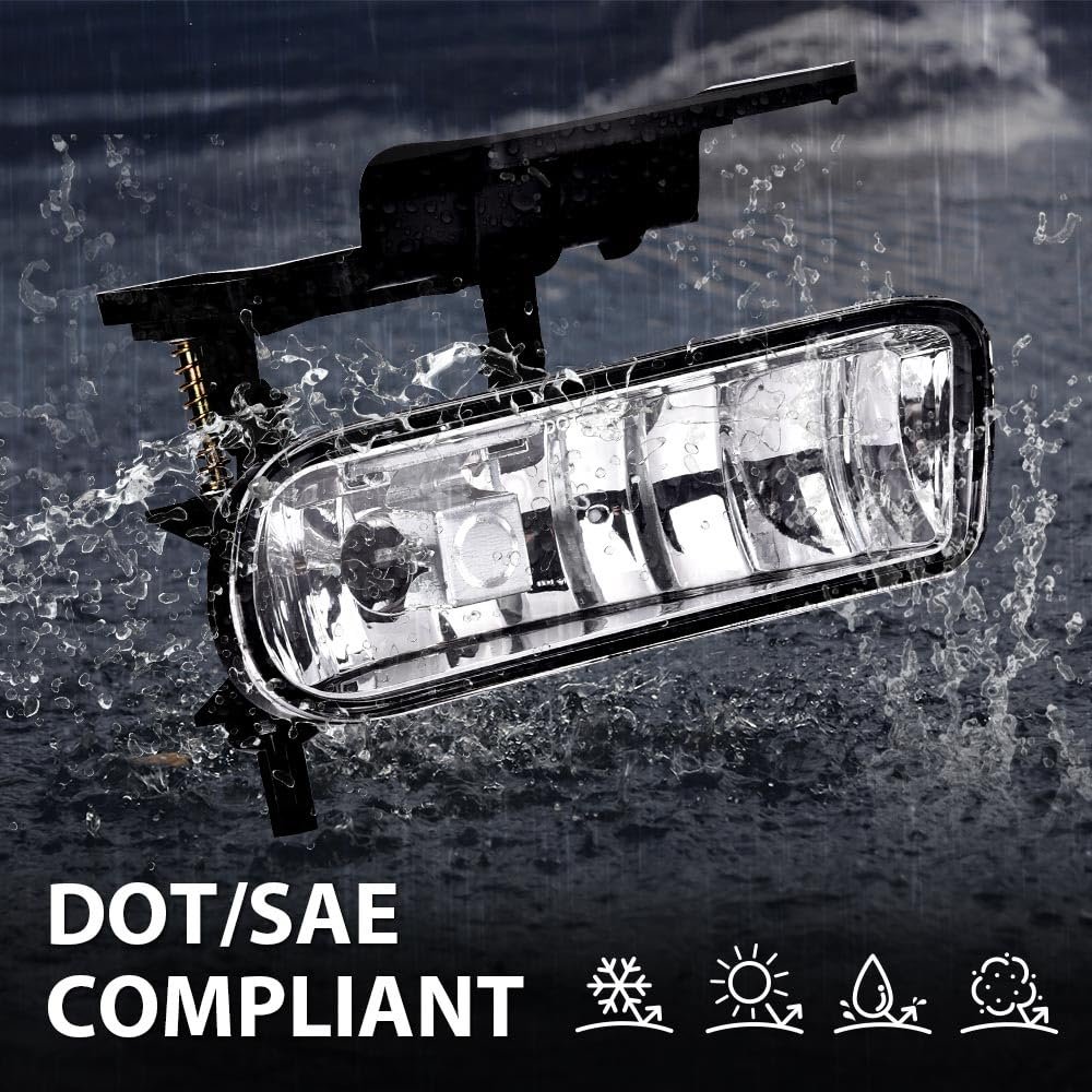 Fog Light Lamp Pair For Chevy Silverado 1500 2500 1999 To 2002 3500 2001 Tahoe And Suburban 2000 2006 Clear Lens Halogen Front