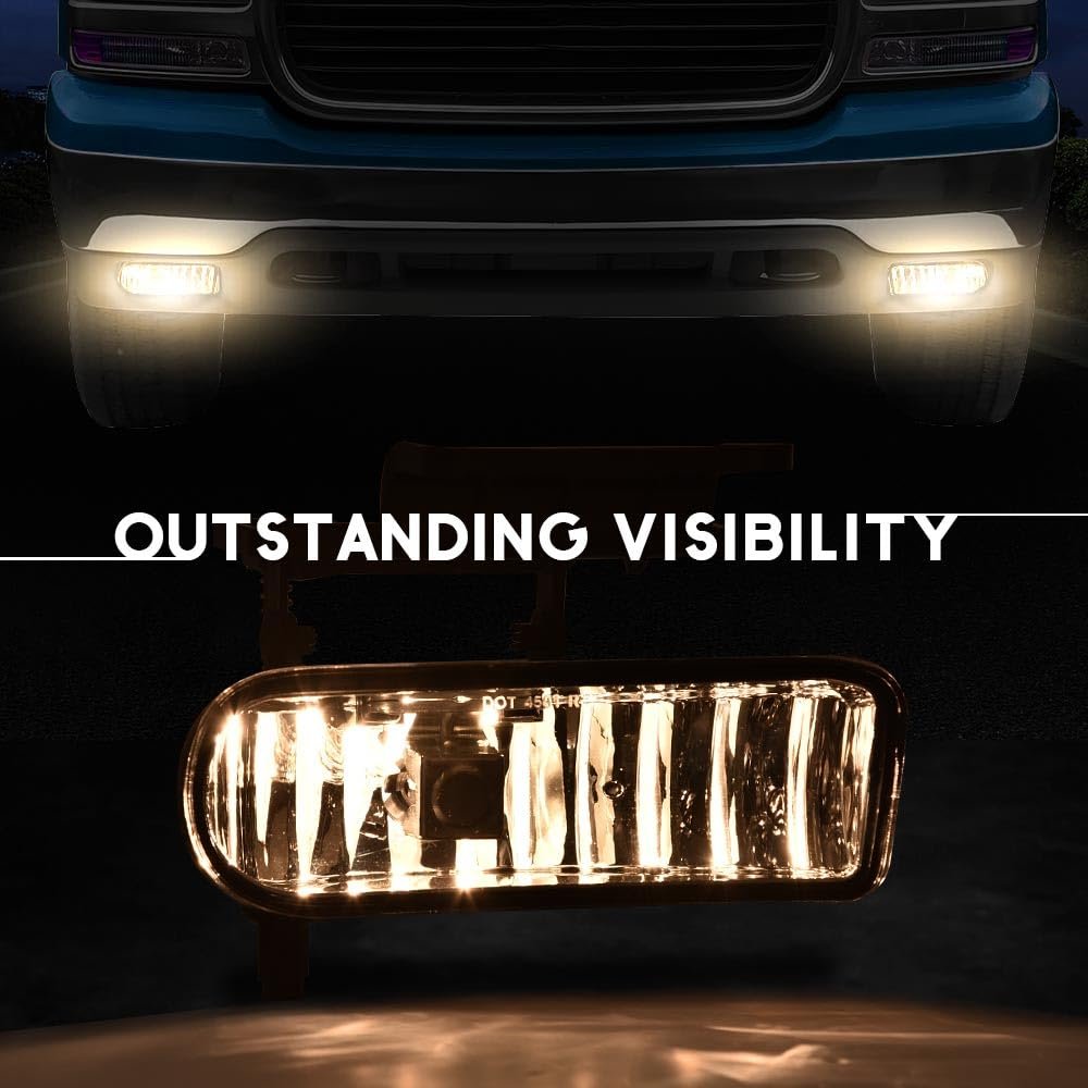 Fog Light Lamp Pair For Chevy Silverado 1500 2500 1999 To 2002 3500 2001 Tahoe And Suburban 2000 2006 Clear Lens Halogen Front