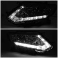 Factory Style Led Drl Halogen Headlights Bundle With Tool Kit Compatible Nissan Rogue 14-16 Driver And Passenger Side Smoked