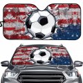 Pzz Beach Soccer American Flag Car Front Windshield Tropical Pineapple Chevron Sun Shade Auto Accordion Style Sunshade For Most 