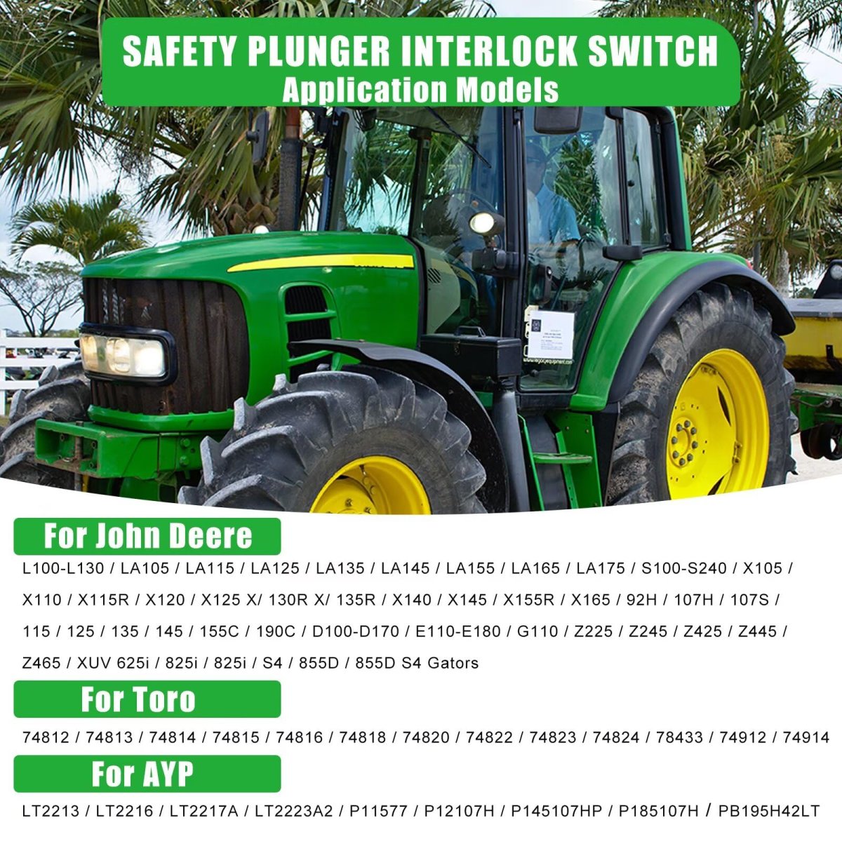 Gy20094 430-550 Safety Plunger Interlock Switch For John Deere Ayp And Toro Lawn Tractors Mowers 4 Terminals Normally Open