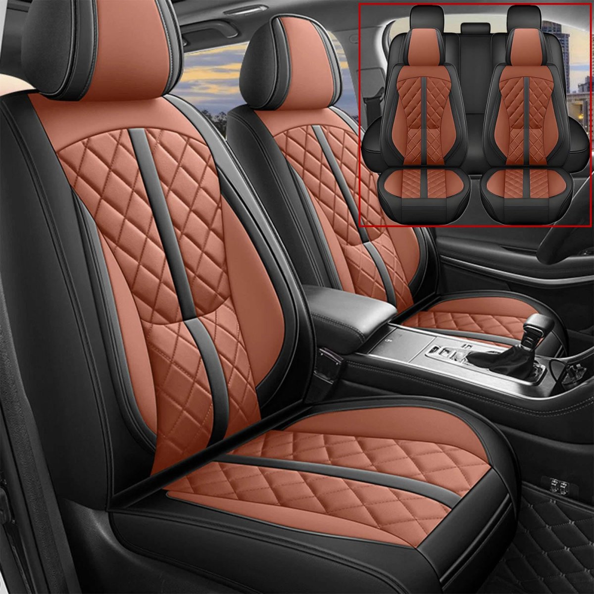 Universal Car Seat Covers Full Set For 5 Seats Waterproof Pu Leather Front And Rear Cushion Protectors Black Brown Honda Ford