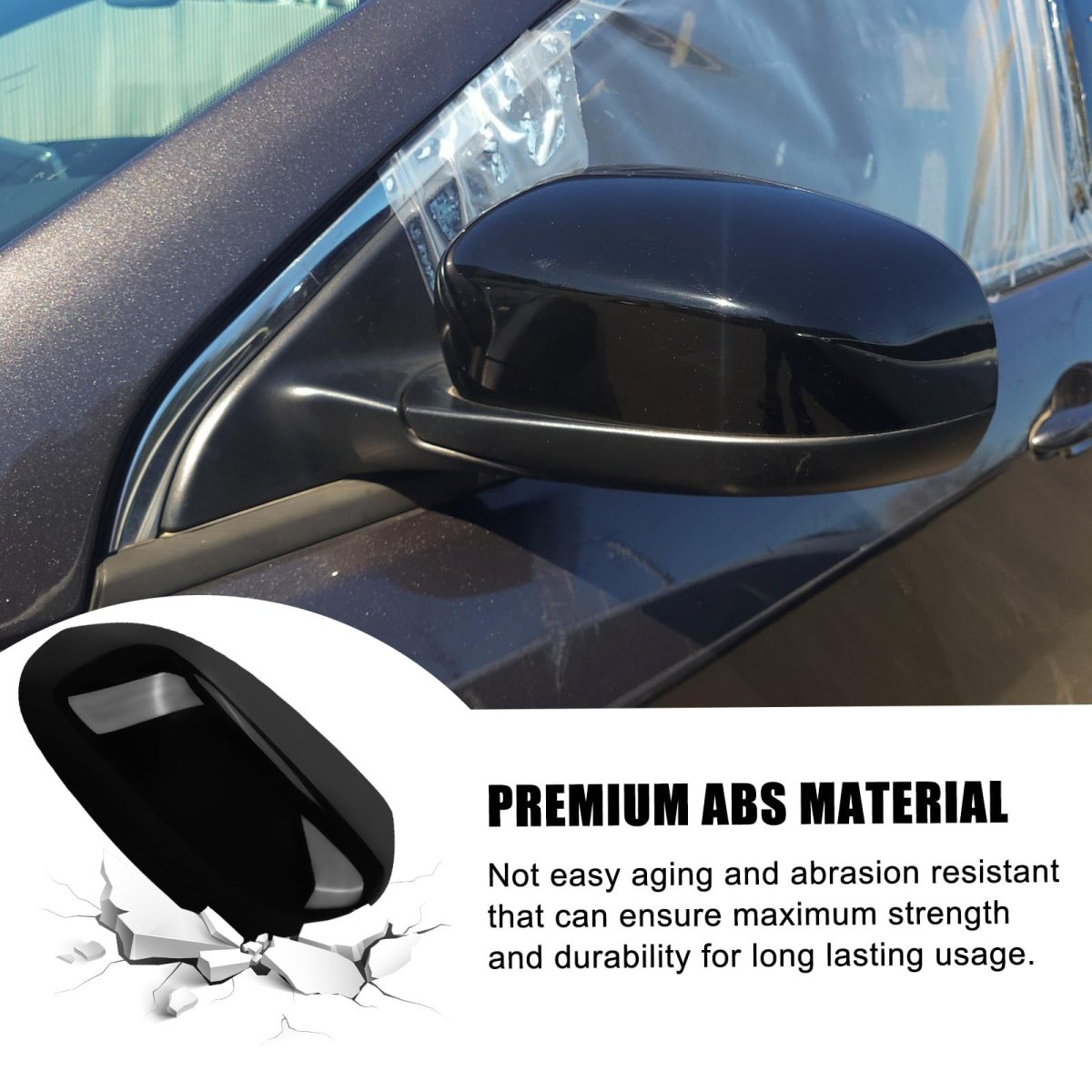 Glossy Black Mirror Cover Replace For 2014 2024 Jeep Cherokee And 2017 Compass 68228908aa Direct Replacement Style 2 Piece Set