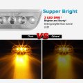 Partsam 5pcs 3led Cab Light Truck Trailer Marker Clear Lens Top Roof Running Reflective Lights Assembly Compatible With