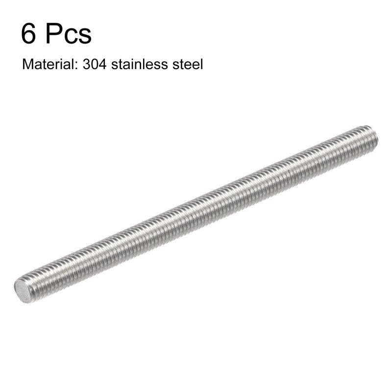 6pcs M8 X 120mm Fully Threaded Rod 304 Stainless Steel Right Hand Threads