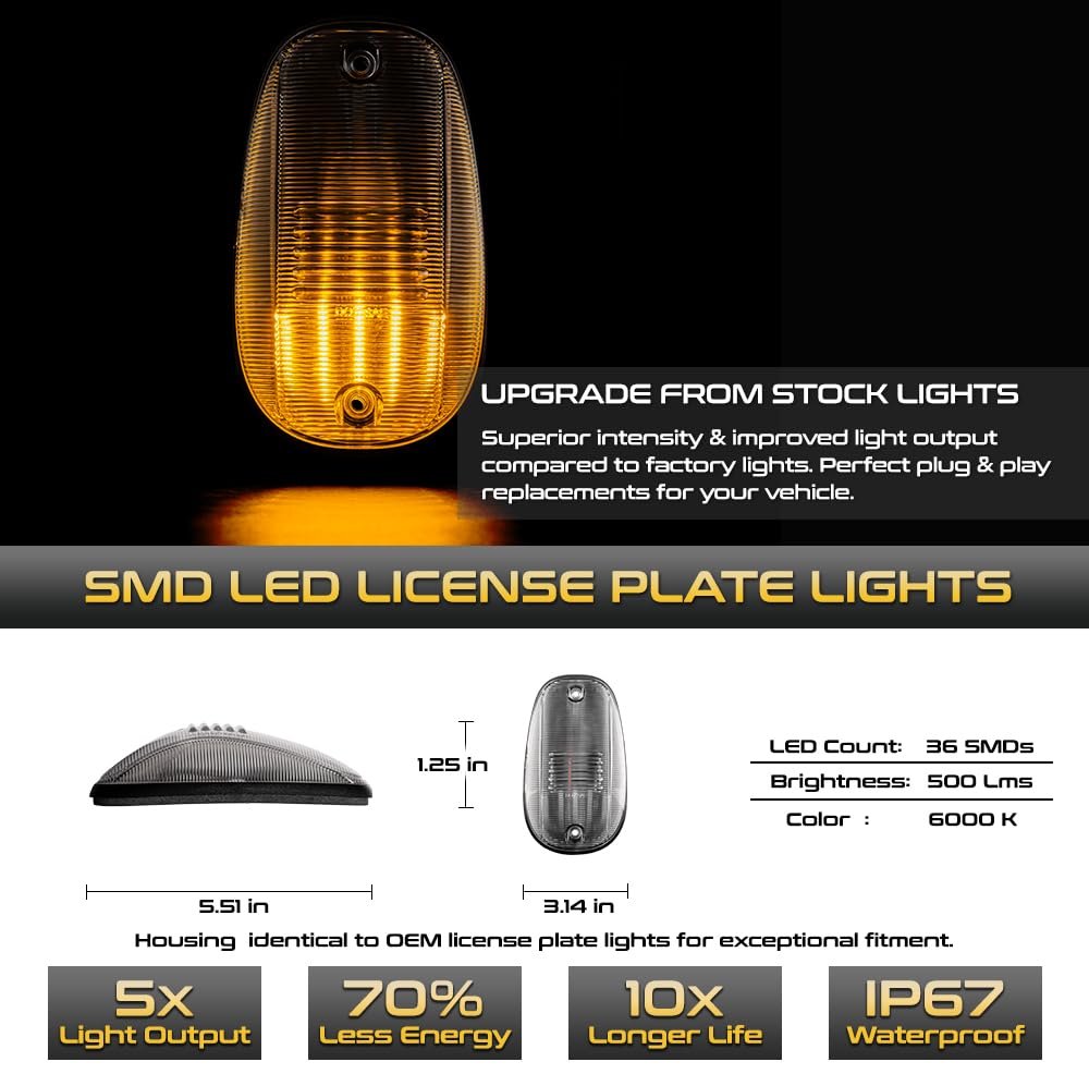 Full Led Amber Roof Cab Clearance Lights For 2003-2018 Dodge Ram 1500 2500 3500 Pickup Chrome Housing Clear Lens Safety Marker