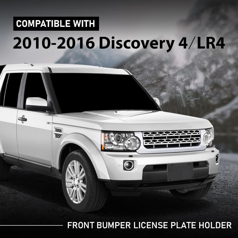 Front Bumper License Plate Holder Mounting Bracket For Land Rover Discovery 4 Lr4 2010 2016 Black Polypropylene Part Number