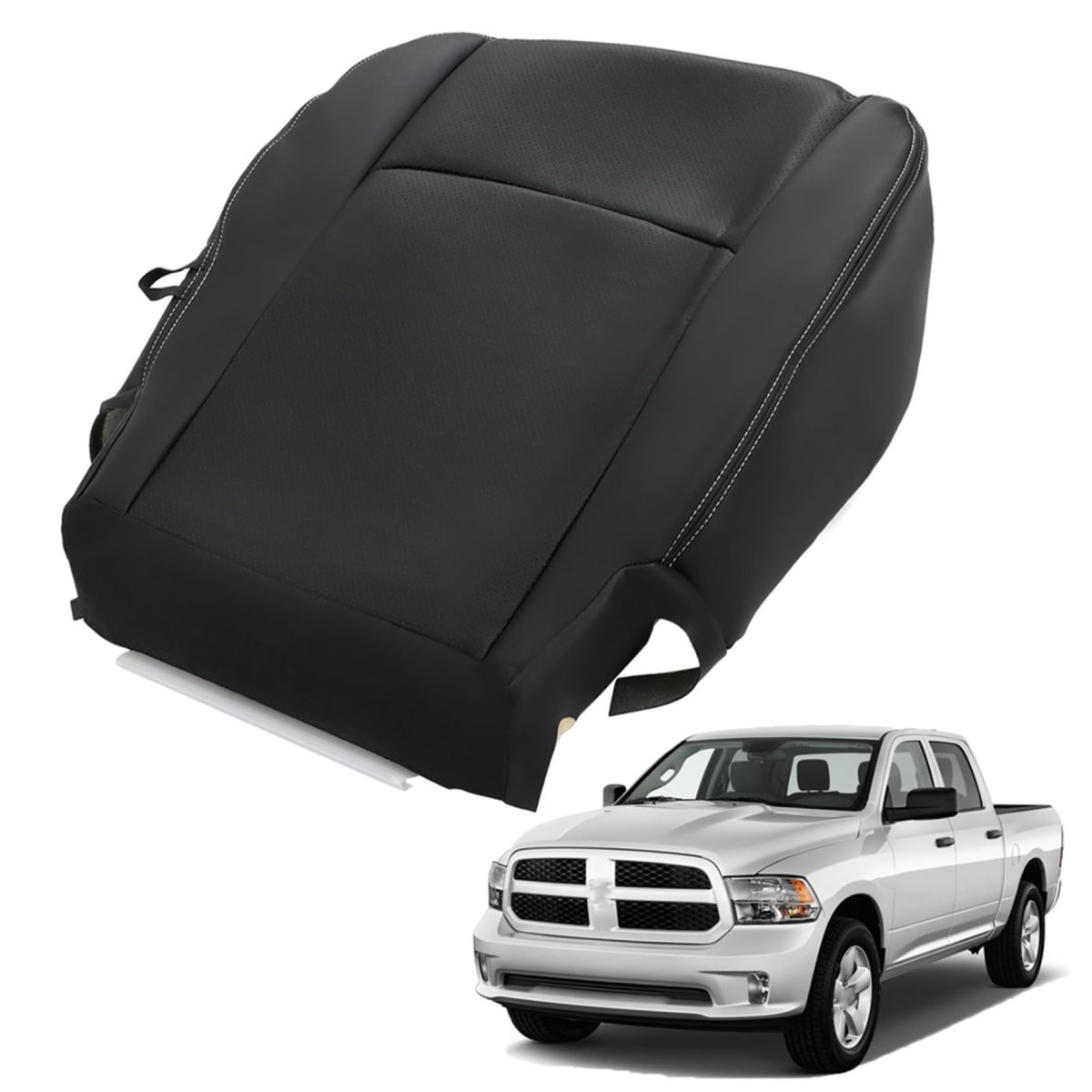Bottom Black Seat Cover Replacement For Ram 1500 2500 3500 Truck 2013 2014 2015 2016 2017 2018 Custom Fit Artificial Leather