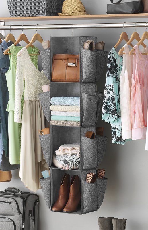 Whitmor Rotating Crosshatch Gray Closet Organizer 10 X 15 48 Inches