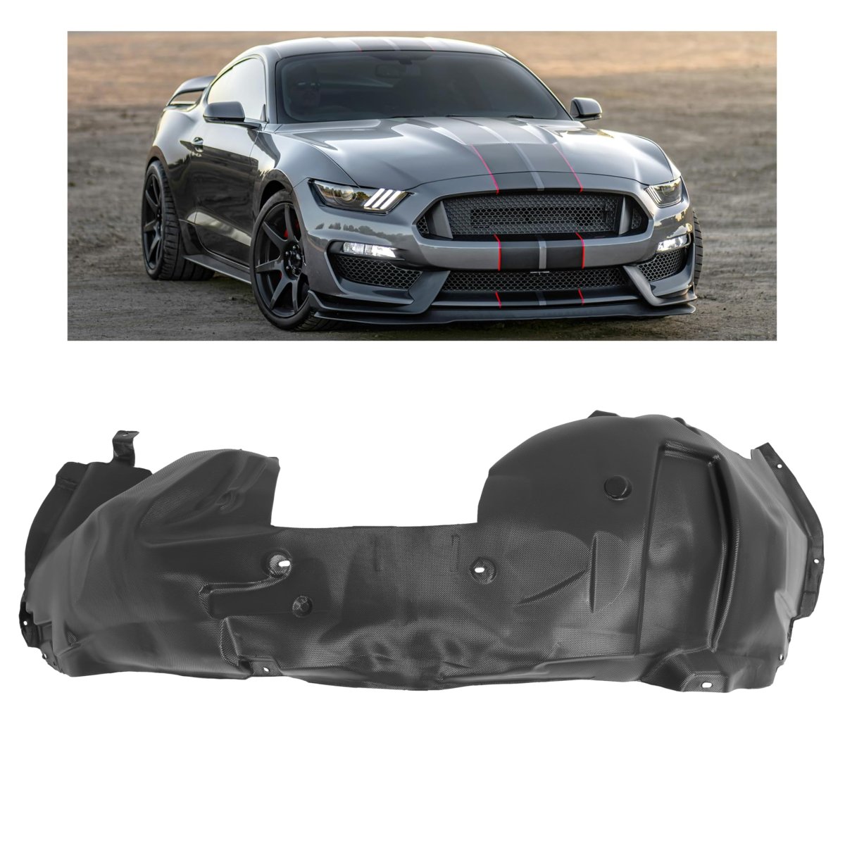 Hecasa Front Inner Fender Liner For 2015-2017d Mustang 2-door Replacement For Fr3z16102a Fo1249165 Splash Shield Guard Right