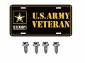 United States Army Veteran Automobile Metal License Plate Including Fastener Screws 