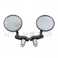 Motorcycle Bar End Mirrors 1 In 25mm Carbon Fiber Style Round Side For Hollow Handlebars Convex Glass Aluminum Cover Universal