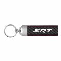 Ipick Image Made For Dodge Srt Logo Real Black Carbon Fiber Loop Strap Key Chain With Red Stitching