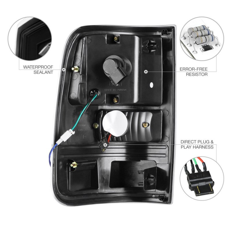 2004-2008 Ford F150 Pickup Truck Black Bezel Full-led Tail Brake Light Housing Lamp Assembly Driver And Passenger Side