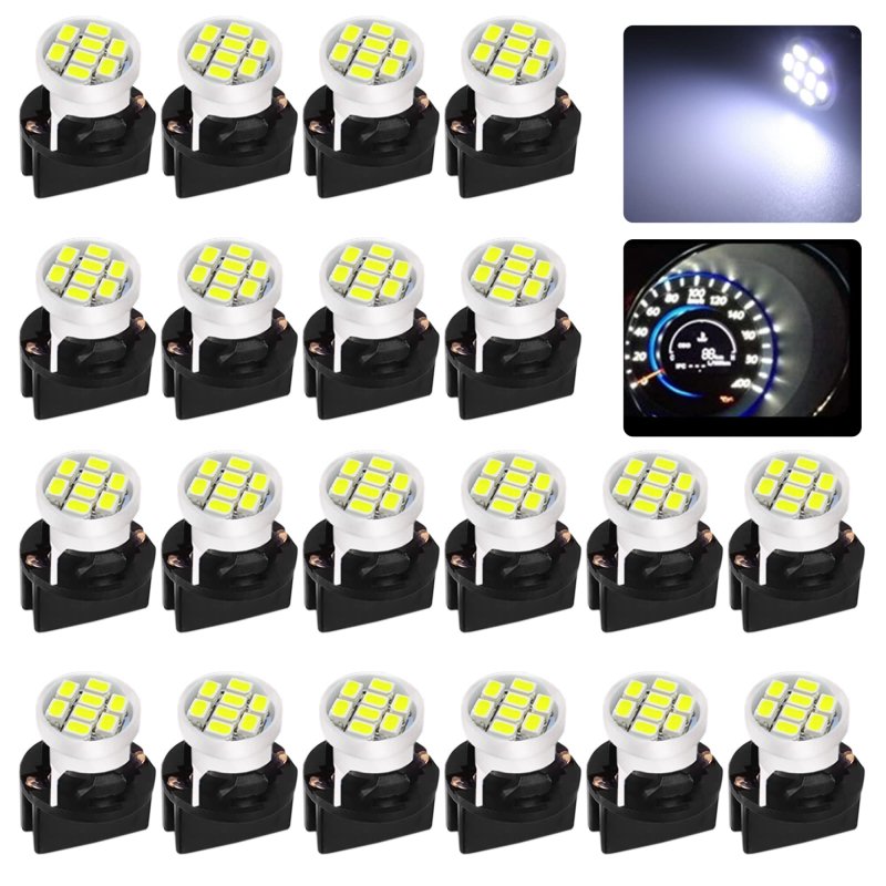 T10 194 168 White Led Dash Instrument Lights With Twist Lock Sockets Super Bright 12v 8-smd Bulbs For Gauge Cluster Dashboard