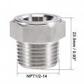 Uxcell Oil Liquid Level Gauge Sight Glass 1 2 Npt Male Threaded 304 Stainless Steel Air Compressor Fittings Silver Tone