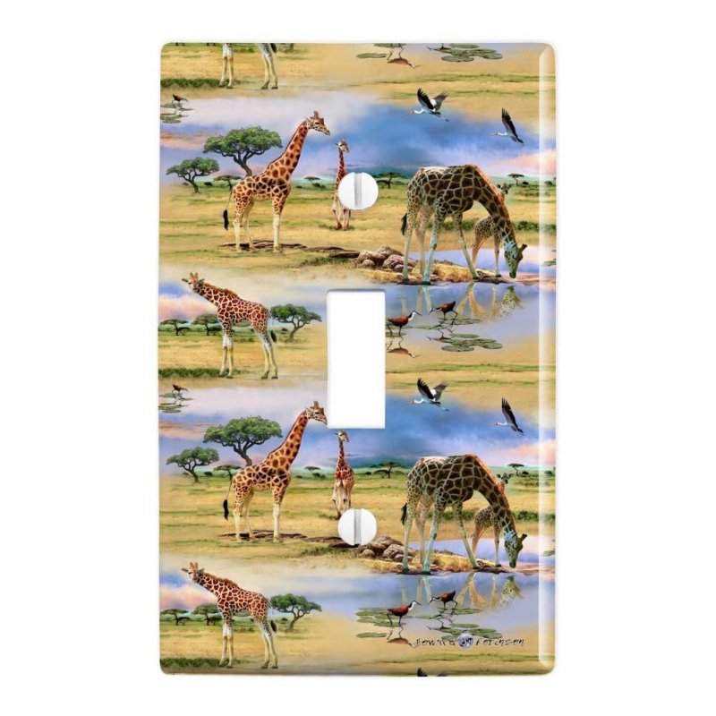 Giraffe Family African Animals Pattern Plastic Wall Decor Toggle Light Switch Plate Cover