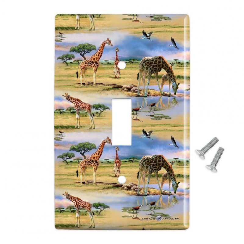Giraffe Family African Animals Pattern Plastic Wall Decor Toggle Light Switch Plate Cover