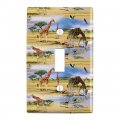 Giraffe Family African Animals Pattern Plastic Wall Decor Toggle Light Switch Plate Cover