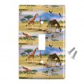 Giraffe Family African Animals Pattern Plastic Wall Decor Toggle Light Switch Plate Cover