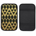 Hoamoya Gold Glittering Triangles Center Console Cover Black Background Car Armrest Seat Box Pad Interior Accessories Protector 
