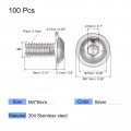 Uxcell Flanged Button Head Socket Cap Screws M4 8mm Hex Drive 304 Stainless Steel Fasteners Bolts Fully Threaded Machine Screw