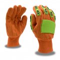 Cordova 2800tpr Hi-vis Orange Double Palm Gloves Polyester Cotton Corded Canvas Tpr Protectors Knit Wrist Large 12-pack 