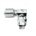 G25123-0808 Male O Ring Boss Swivel 90 Block Megacrimp Coupling 3 4 In Silver Painted Rubber Finish 