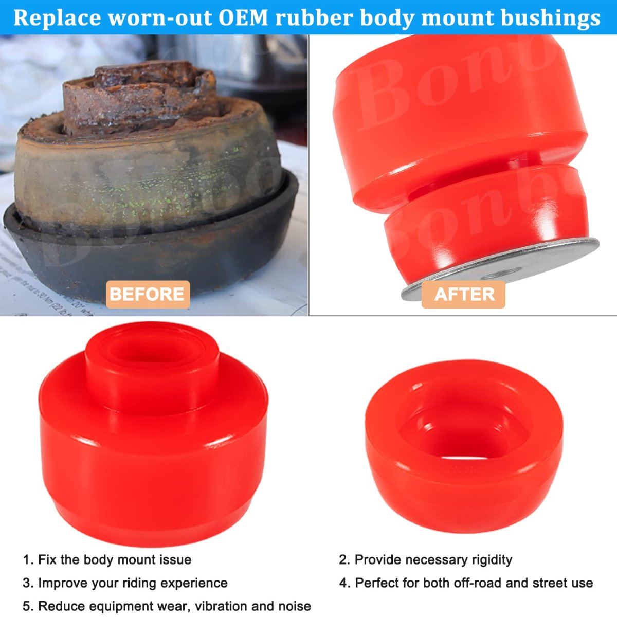 7-141 Body And Cab Mount Bushing Kit For Chevy Silverado Sierra 1500 2500 2wd 4wd 1999-2014 Polyurethane Mounts Washers Red